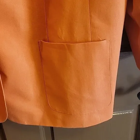 Chadwick's-Linen/Cotton orange, collared, long sleeved Blazer 26W. NWT. - Picture 3 of 6